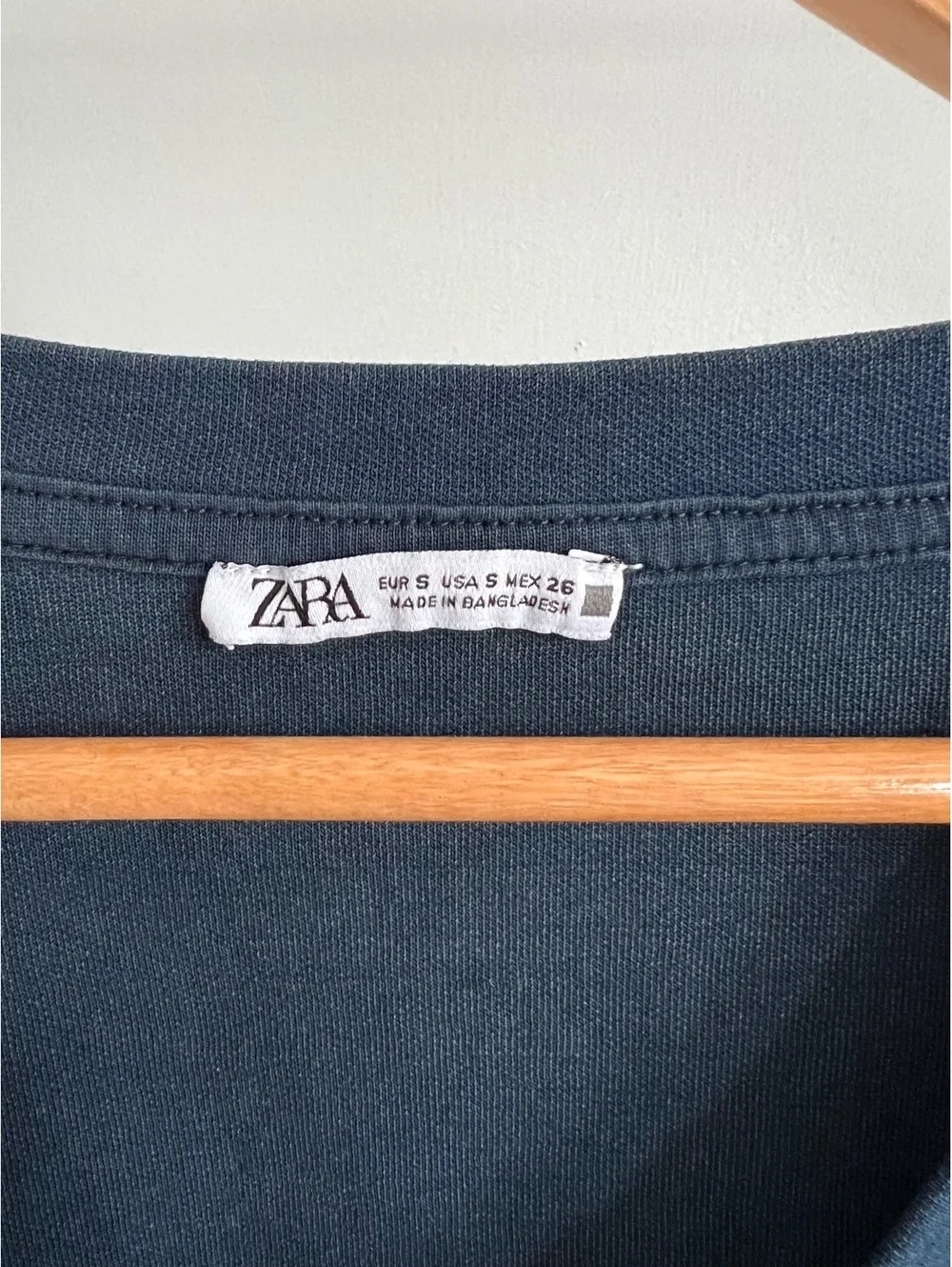 Zara Blue Matching 2 Piece Set Size S V Neck Top Wide Leg Pants Lounge Set